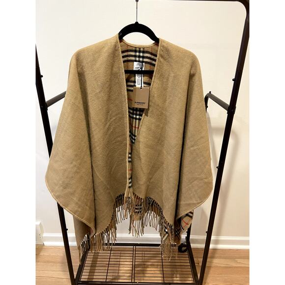Burberry Reversible Check Wool Cape ONE SIZE - Picture 2 of 8